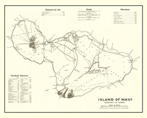 Vintage Map of Maui, 1924