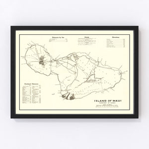 Vintage Map of Maui, 1924