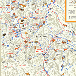 Vintage Map of Sun Valley Idaho, 1938
