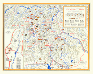 Vintage Map of Sun Valley Idaho, 1938