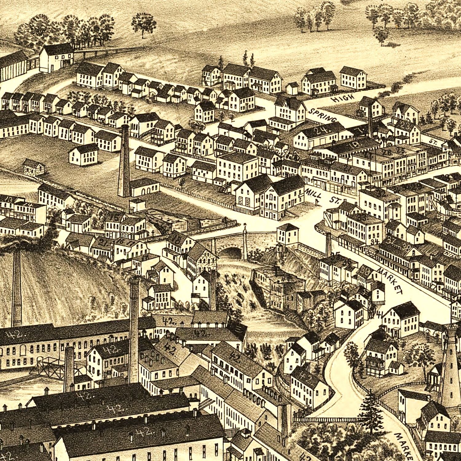 Vintage Map of Wappingers Falls, New York 1889