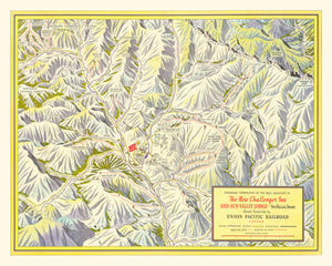 Vintage Map of Sun Valley Ski Trail, 1937