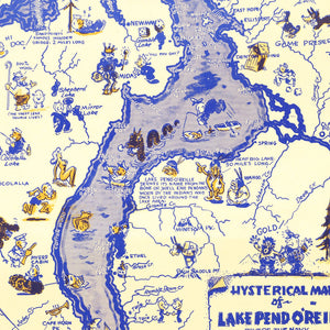 Vintage Map of Lake Pend O'Reille, 1944