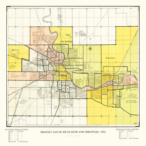 Vintage Map of South Bend, Indiana 1924