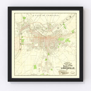 Vintage Map of Louisville, Kentucky 1906