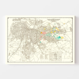 Vintage Map of Louisville, Kentucky 1943