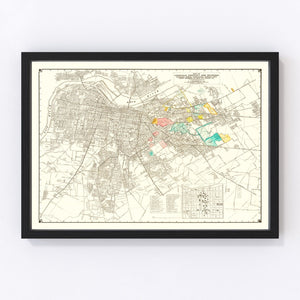 Vintage Map of Louisville, Kentucky 1943