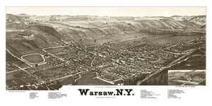 Vintage Map of Warsaw, New York 1885