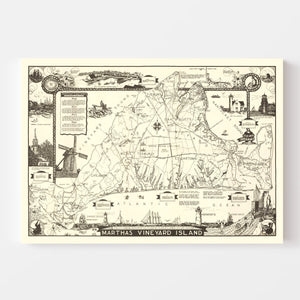 Vintage Map of Martha's Vineyard, 1935