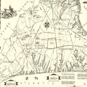 Vintage Map of Martha's Vineyard, 1935