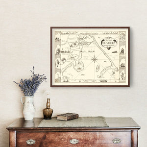 Vintage Map of Duxbury, Massachusetts 1937