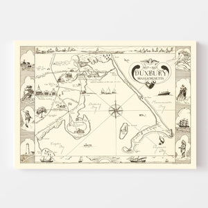 Vintage Map of Duxbury, Massachusetts 1937
