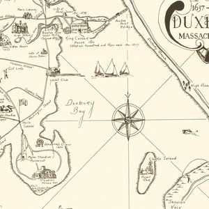 Vintage Map of Duxbury, Massachusetts 1937