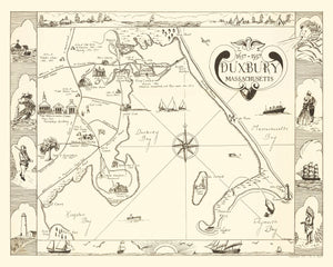 Vintage Map of Duxbury, Massachusetts 1937