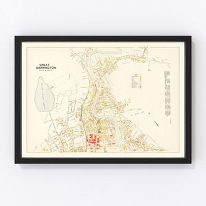 Vintage Map of Great Barrington, Massachusetts 1900
