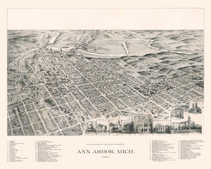 Vintage Map of Ann Arbor, Michigan 1890