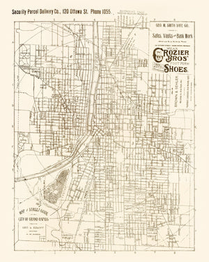 Vintage Map of Grand Rapids, Michigan 1893