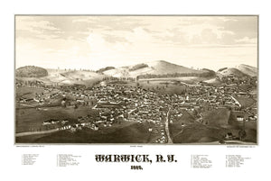 Vintage Map of Warwick, New York 1887