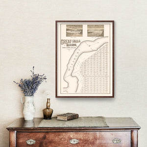 Vintage Map of Great Falls, Montana 1883
