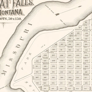Vintage Map of Great Falls, Montana 1883