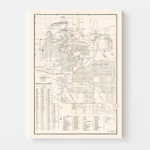 Vintage Map of Butte, Montana 1939