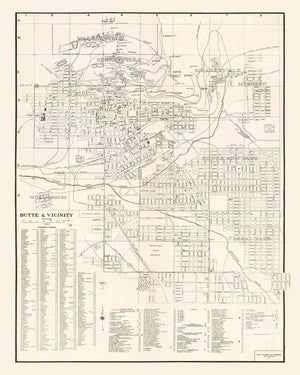 Vintage Map of Butte, Montana 1939