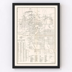 Vintage Map of Butte, Montana 1939