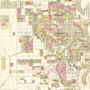 Vintage Map of Omaha, Nebraska 1887