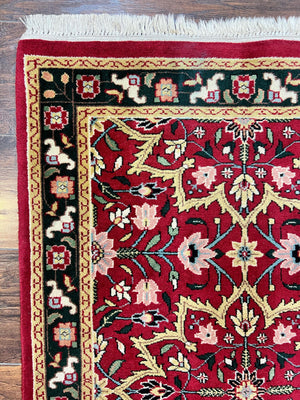 Indo Persian Runner Rug 2.6 x 10, Floral Hand Knotted Wool Hallway Rug, Red
