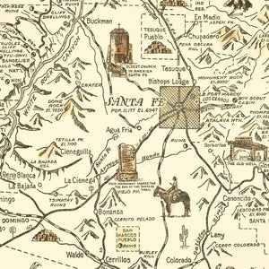 Vintage Map of Santa Fe, New Mexico 1932