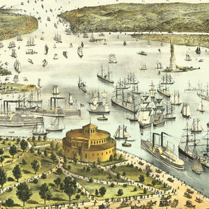 Vintage Map of Port of New York, New York 1878