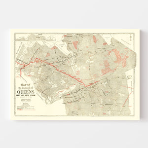 Vintage Map of Queens, New York 1937
