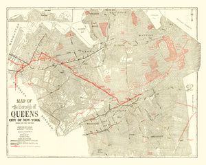 Vintage Map of Queens, New York 1937