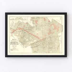 Vintage Map of Queens, New York 1937
