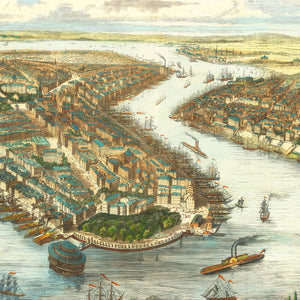 Vintage Map of New York Harbor, New York 1870