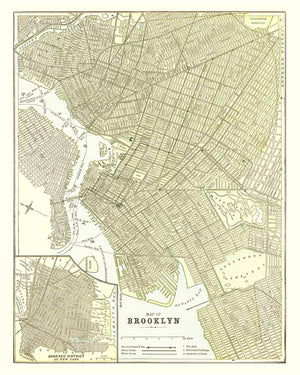 Vintage Map of Brooklyn, New York 1890
