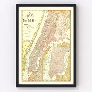 Vintage Map of Brooklyn, New York 1896