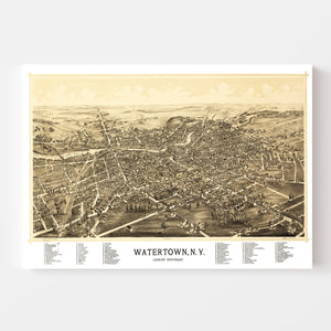 Vintage Map of Watertown, New York 1891