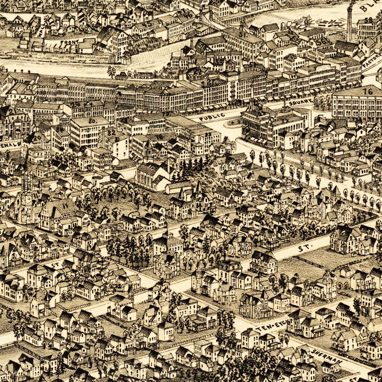 Vintage Map of Watertown, New York 1891