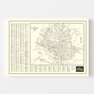 Vintage Map of Raleigh, North Carolina 1948