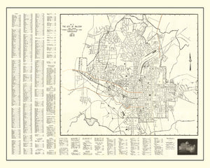 Vintage Map of Raleigh, North Carolina 1948
