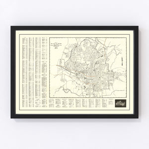 Vintage Map of Raleigh, North Carolina 1948