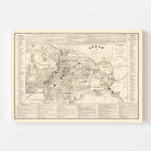 Vintage Map of Akron, Ohio 1889