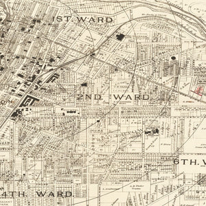 Vintage Map of Akron, Ohio 1889