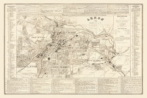 Vintage Map of Akron, Ohio 1889
