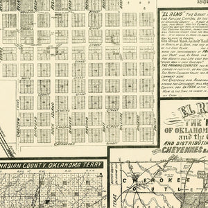 Vintage Map of El Reno, Oklahoma 1891