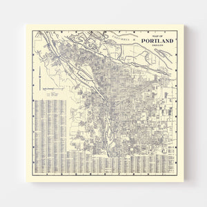 Vintage Map of Portland, Oregon 1920