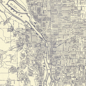 Vintage Map of Portland, Oregon 1920