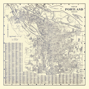 Vintage Map of Portland, Oregon 1920