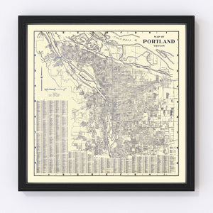 Vintage Map of Portland, Oregon 1920